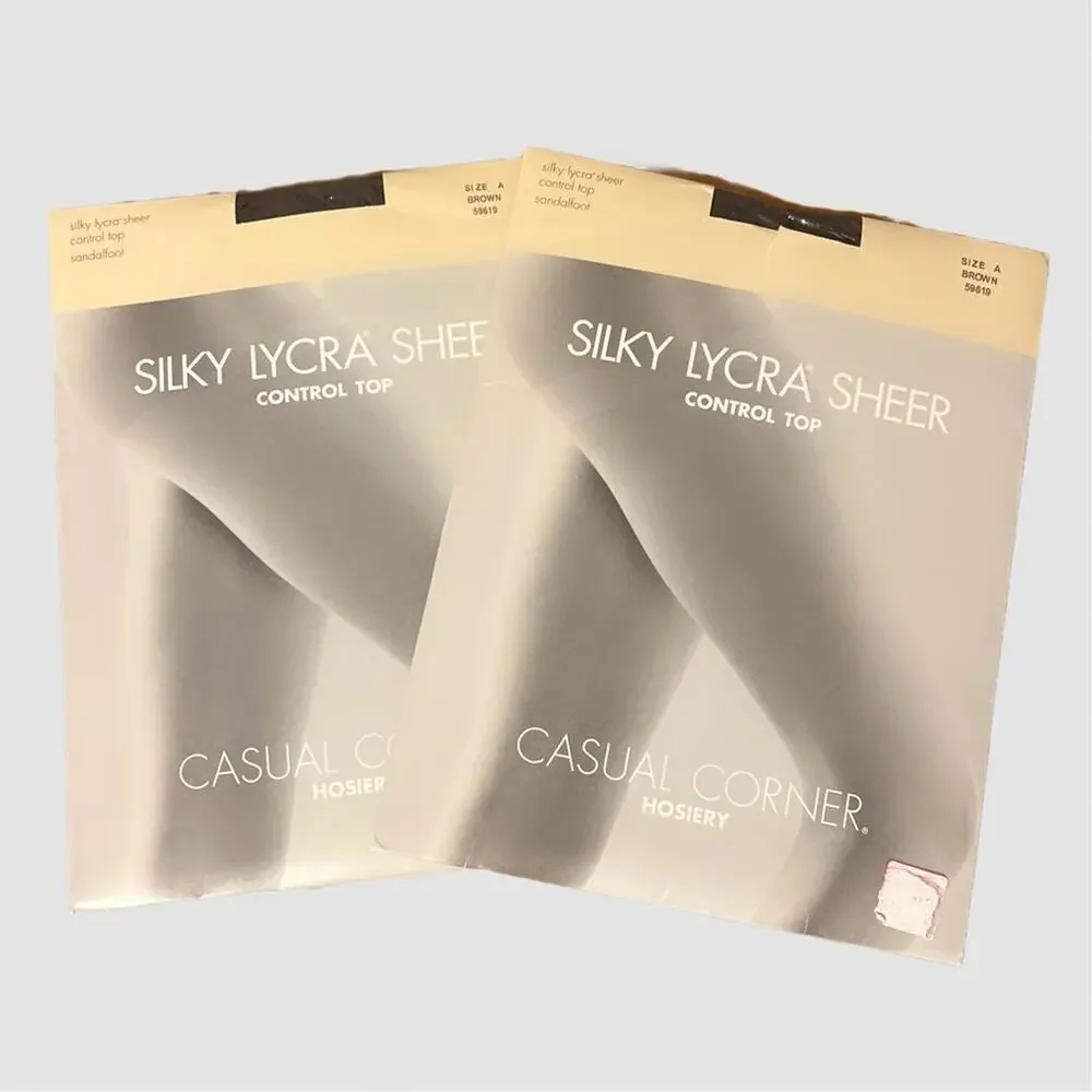 NWT Casual Corner Control Top Hosiery Brown Silky Lycra Size A & B Bundle of Two